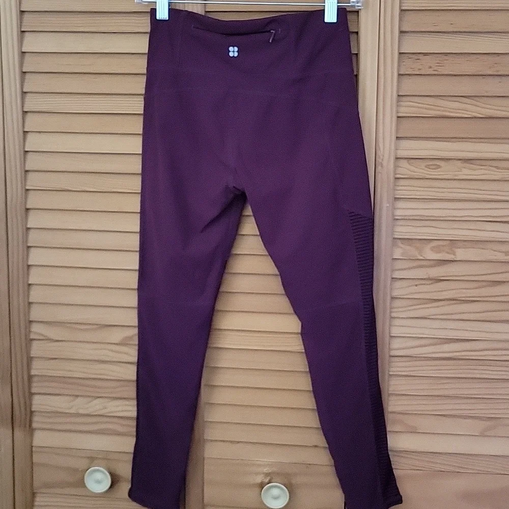 Sweaty Betty Power Mesh Insert Burgundy Plum High Waisted Activewear Legging XS